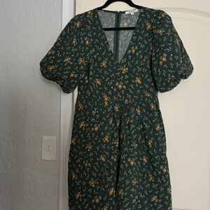 Madewell Green Floral Dress